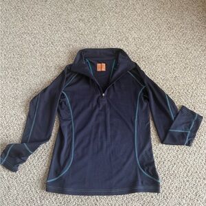 Straight Down Navy Light-Weight Pullover with Teal Accents Golf or Tennis